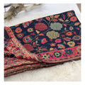 Multi-Color Floral Vine Pashmina Style Shawl - Navy Base