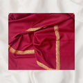 Dual-Tone Ruby & Black Shawl with Silver Needlework Border