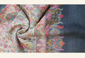 Charcoal Grey & Pastel Reversible Kani Print Border Woolen Shawl