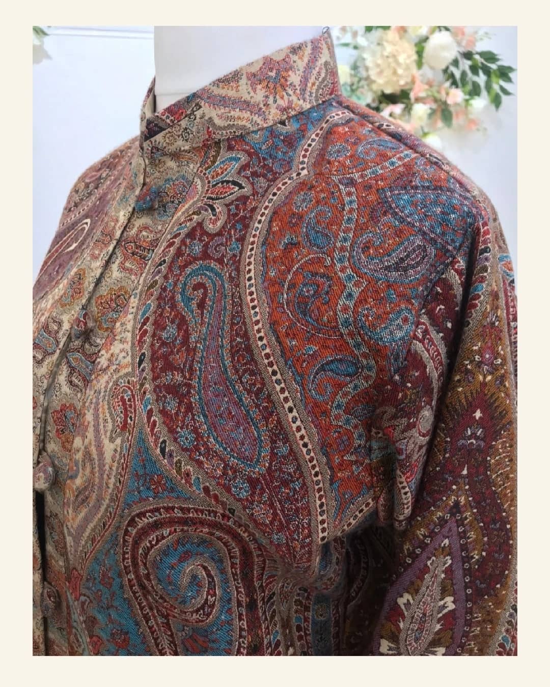 Multi-Color Earth Tone Paisley Jamawar Style Embroidered Jacket