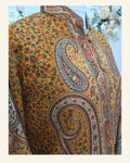 Mustard Yellow & Teal Paisley Aari Work Kashmiri Jacket