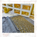 Charcoal Grey Heathered Stole with Gold Sequin Detailing
