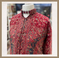 Ruby Red Jamawar Embroidered Jacket - Festive Ethnic Outerwear