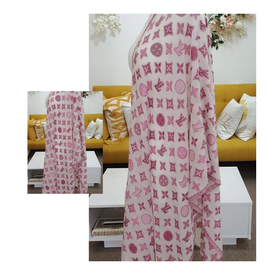 Blush Pink Monogram Embroidered Pashmina Shawl - Luxury Soft Wrap