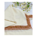 Ivory Pashmina Stole with Antique Gold Needlework Border