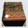 Midnight Black Floral Kashmiri Style Shawl - Intricate Multi-Color Embroidery