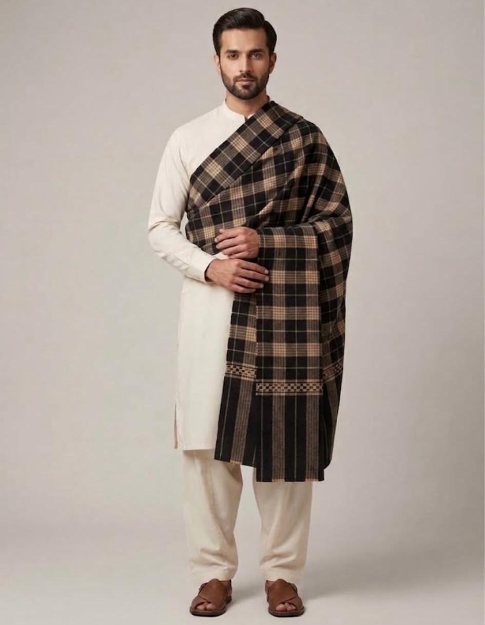 Men's Check Shawl