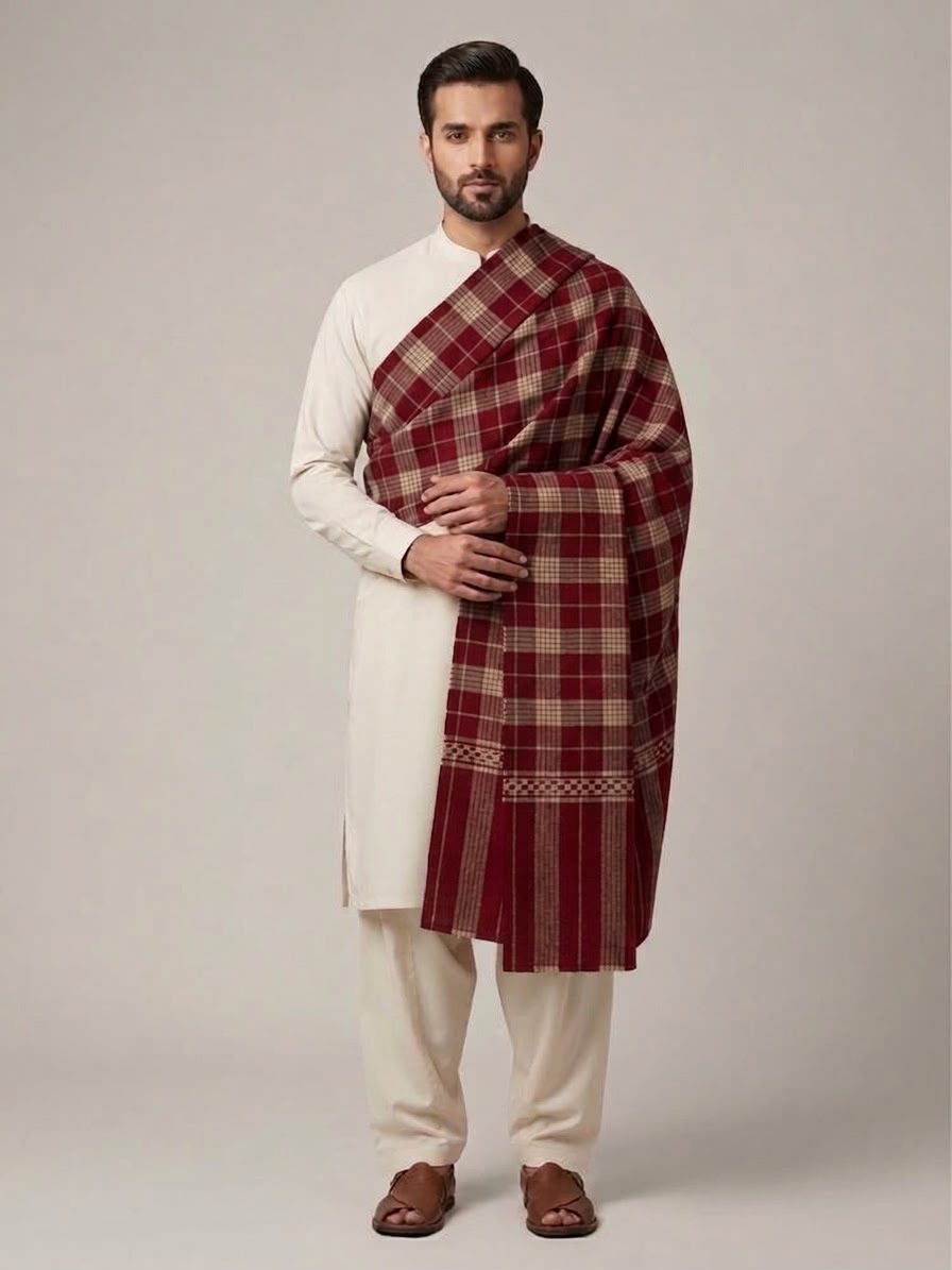 Men's Check Shawl
