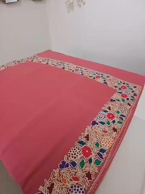 Blush Pink Kashmiri Floral Embroidered Shawl