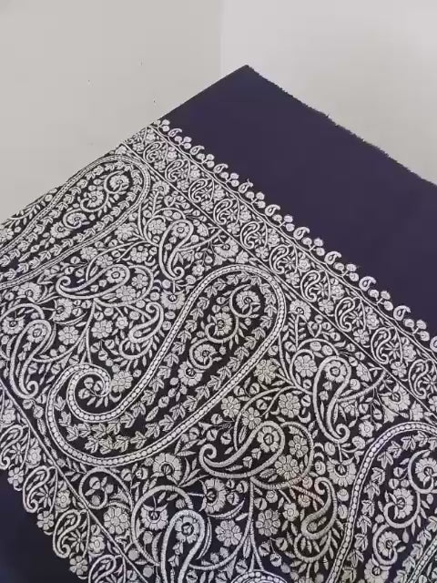 Black & Ivory Paisley Kashmiri Shawl