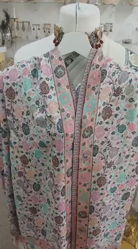 Pastel Bloom Kashmiri Floral Woven Shawl Wrap