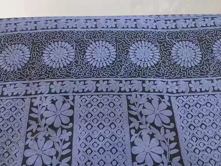 Midnight Bloom Kashmiri Embroidered Shawl